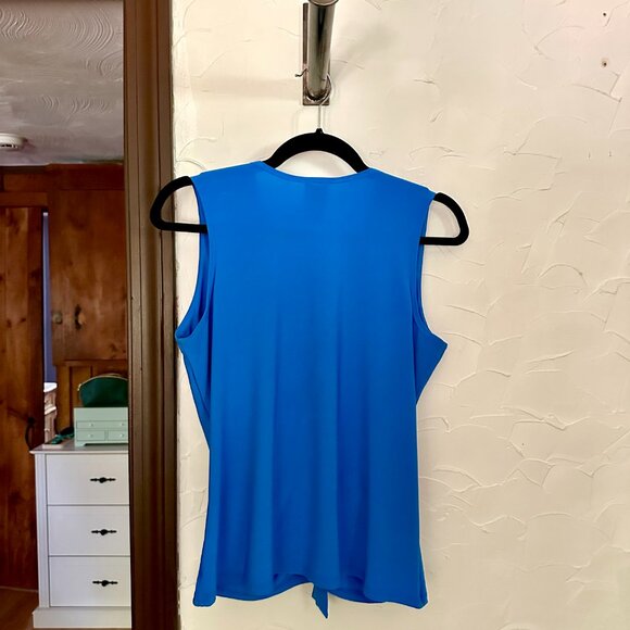 NWT Clara Sunwoo Brilliant Blue V-Neck Front Tie Sleeveless Soft Knit Top (Med) - Picture 6 of 8